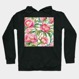 Watercolor peonies on white background Hoodie